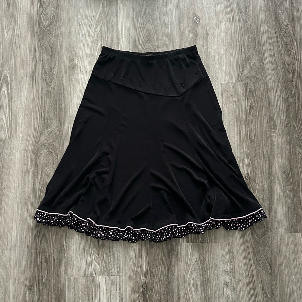 Vintage Picadilly Fashion Elegant Black Skirt with Beaded Hem